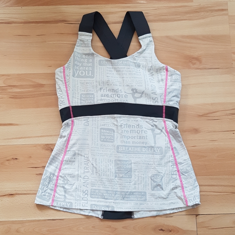 Lululemon Mantra Newsprint Cross Back Tank